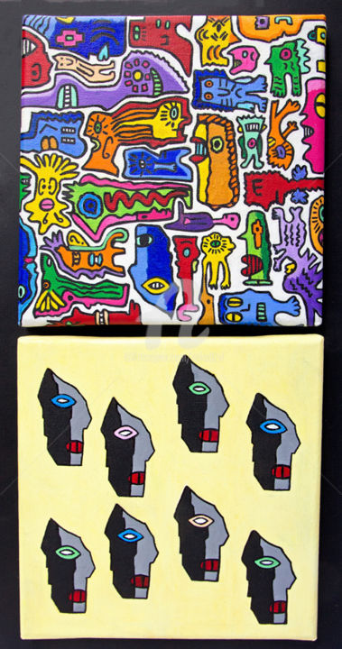 Ζωγραφική με τίτλο "Art singulier. Figu…" από Véronique Lestoquoy (neko92vl), Αυθεντικά έργα τέχνης, Ακρυλικό Τοποθετήθηκε σ…