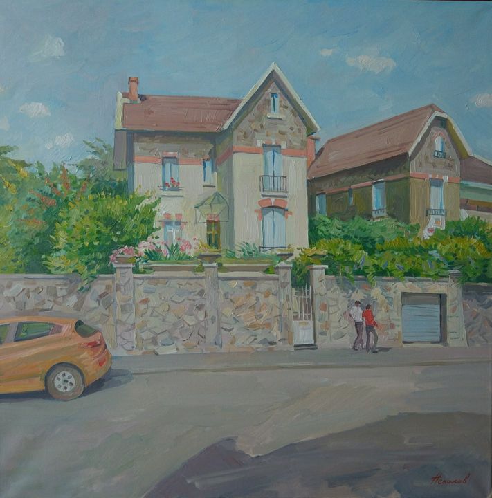 Painting titled "Maison ancienne à c…" by Sergei Nekolov, Original Artwork, Oil