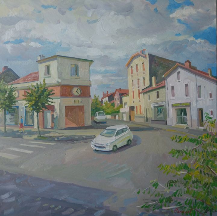 Painting titled "Boulevard à Clermon…" by Sergei Nekolov, Original Artwork, Oil