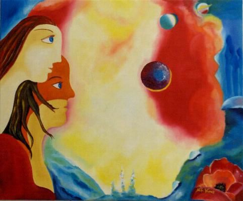 Painting titled "Ligados pelo amor" by Nela Vicente, Original Artwork