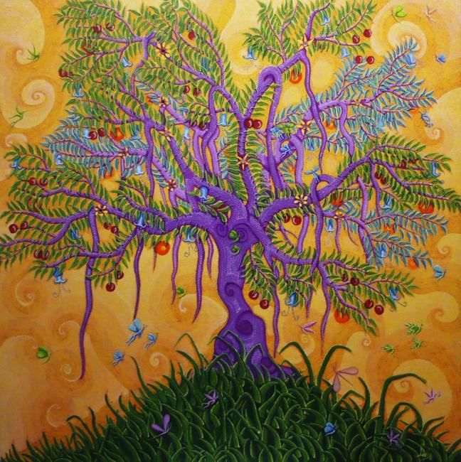 Peinture intitulée "Arbre de vie" par Nelfe, Œuvre d'art originale