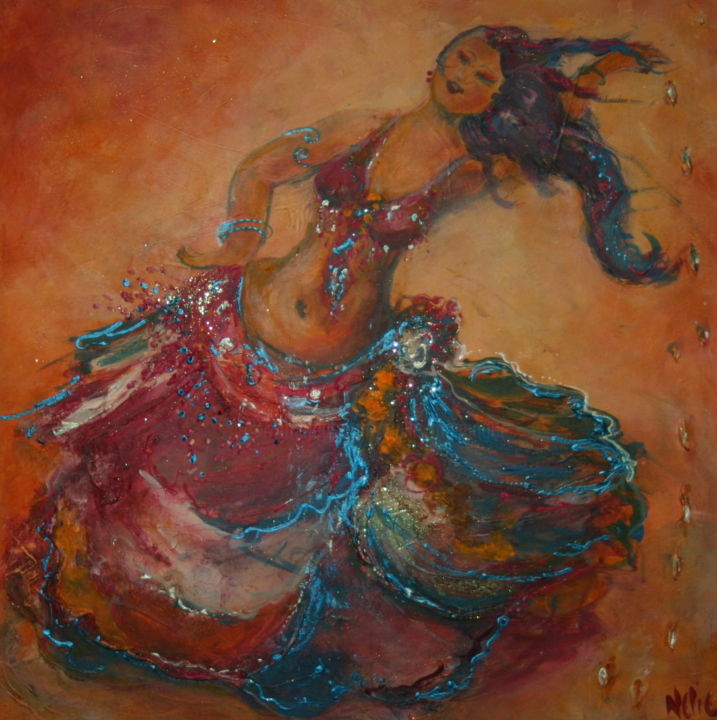 Painting titled "belly dancer" by Nelie Meininger, Original Artwork, Acrylic