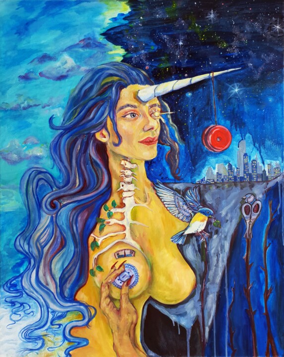 Painting titled "Aquarius - And Uran…" by Nelisa Nela Baždar, Original Artwork, Oil