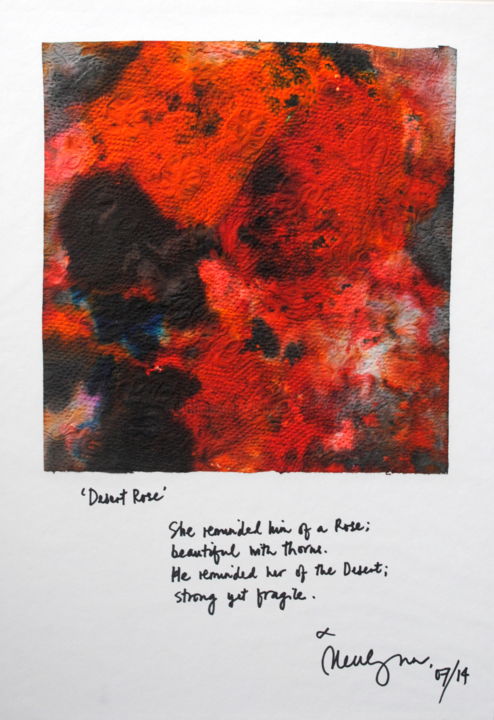 Painting titled "DESERT ROSE" by Nell-Lynn Perera, Original Artwork, Acrylic