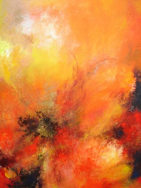 Painting titled "Abstract zomer" by Nell Van Groningen, Original Artwork