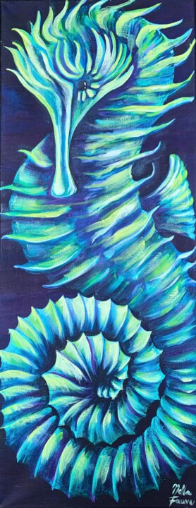 Картина под названием "Seahorse - abstract…" - Nella Fauve, Подлинное произведение искусства, Масло Установлен на Деревянная…