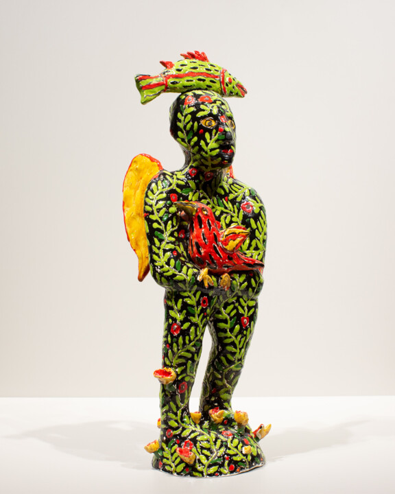 Sculpture intitulée "Green angel" par Nelli Isupova, Œuvre d'art originale, Céramique