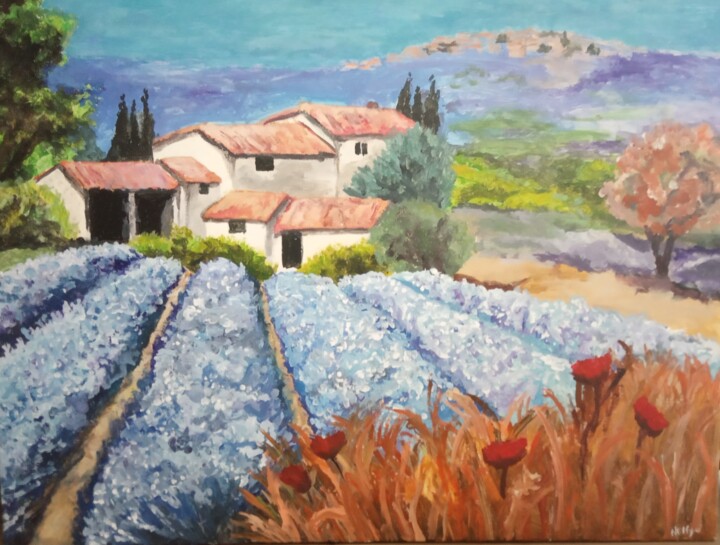 Peinture intitulée "Mat provençal avec…" par Nelly, Œuvre d'art originale, Acrylique