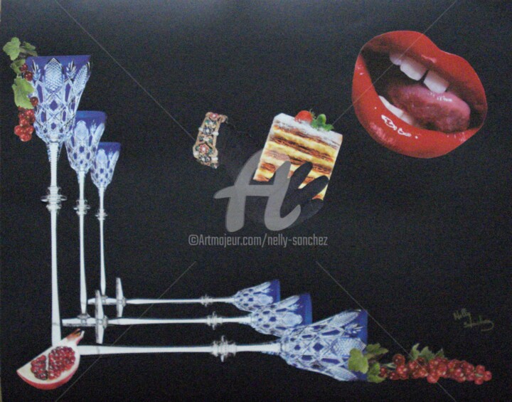 Collages intitulée "La Gourmandise" par Nelly Sanchez, Œuvre d'art originale