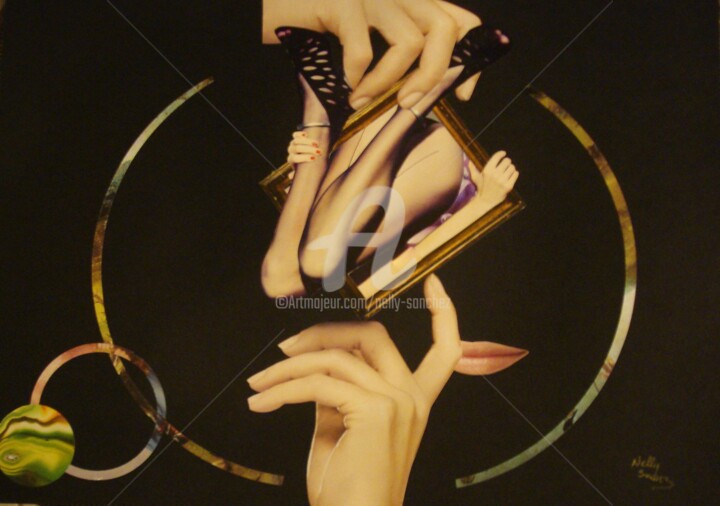 Collages intitulée "Naissance" par Nelly Sanchez, Œuvre d'art originale
