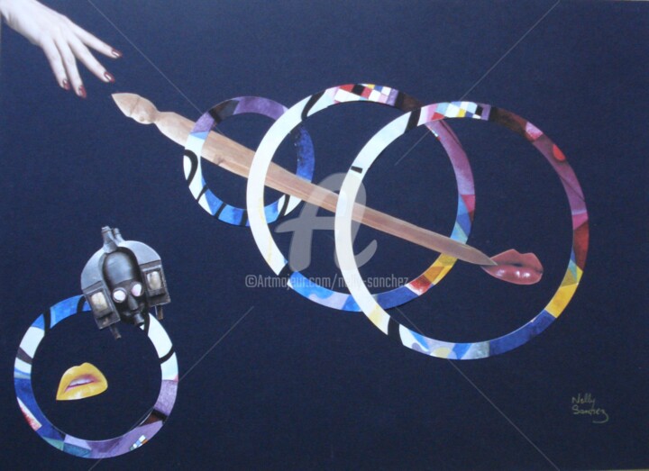 Collages intitolato "Comme un sortilège" da Nelly Sanchez, Opera d'arte originale, Collages