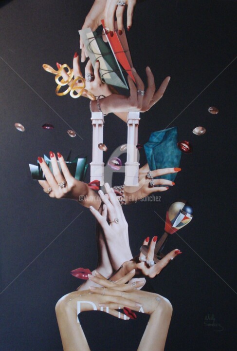 Collages getiteld "Création" door Nelly Sanchez, Origineel Kunstwerk, Collages