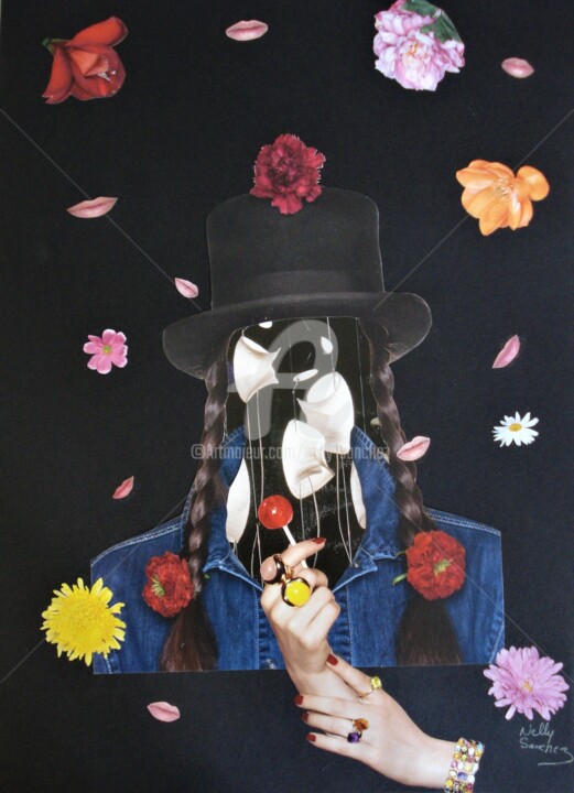 Collages intitulée "La Bien-aimée" par Nelly Sanchez, Œuvre d'art originale, Collages