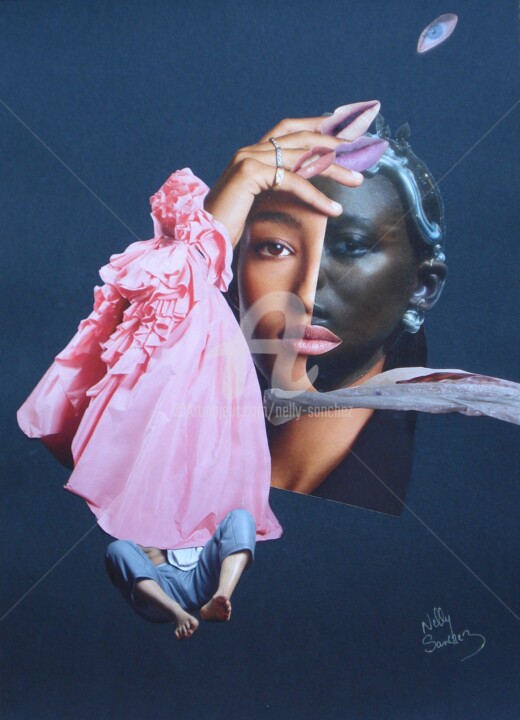 Collages intitulée "Féminité 4" par Nelly Sanchez, Œuvre d'art originale, Collages