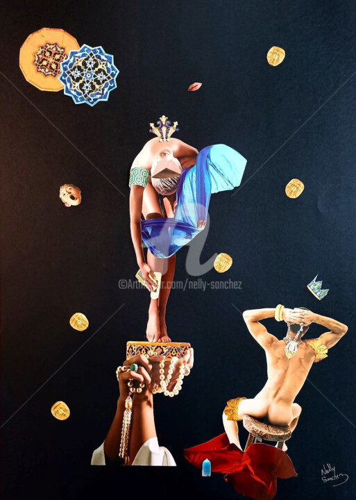 Collages intitulée "Vashti" par Nelly Sanchez, Œuvre d'art originale, Collages