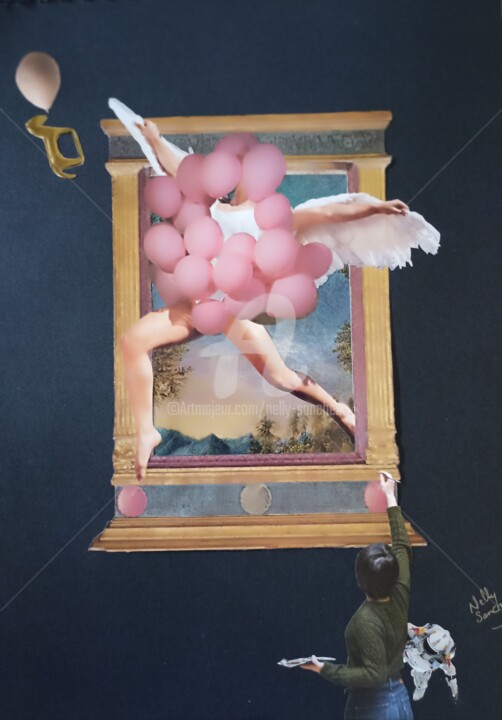 Collages intitulée "De la gravité des r…" par Nelly Sanchez, Œuvre d'art originale, Collages