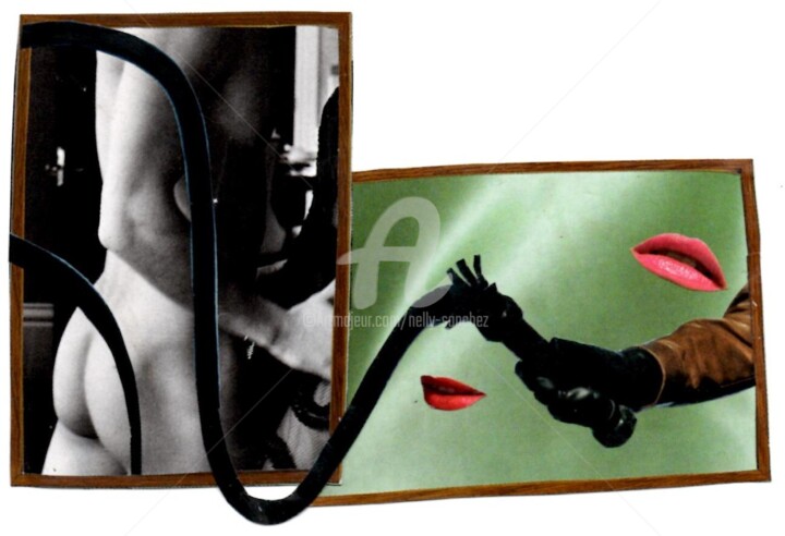 Collages intitulée "Le fouet" par Nelly Sanchez, Œuvre d'art originale