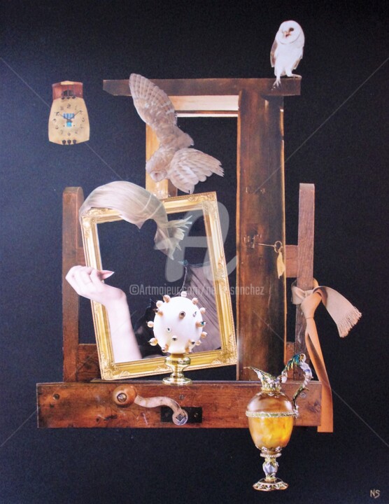 Collages intitulée "Autoportrait en blo…" par Nelly Sanchez, Œuvre d'art originale, Collages