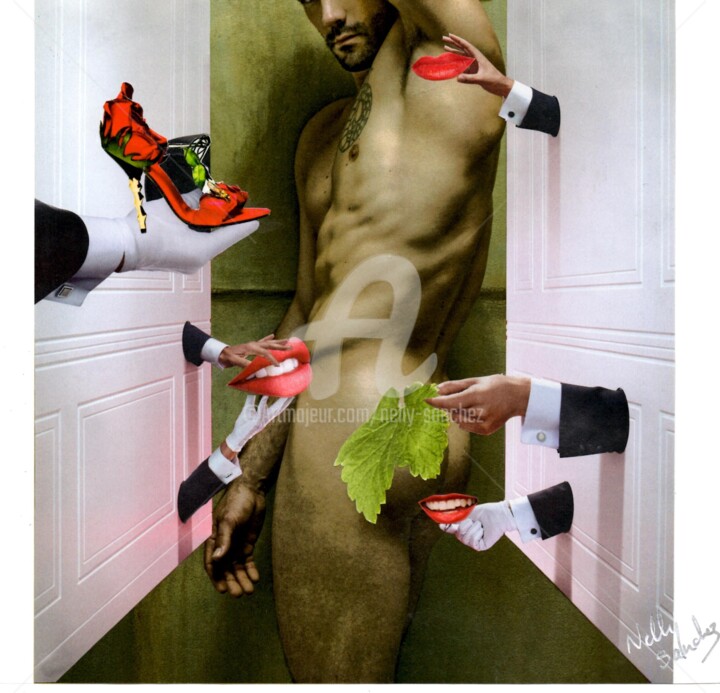 Collages titled "Prince charmant" by Nelly Sanchez, Original Artwork