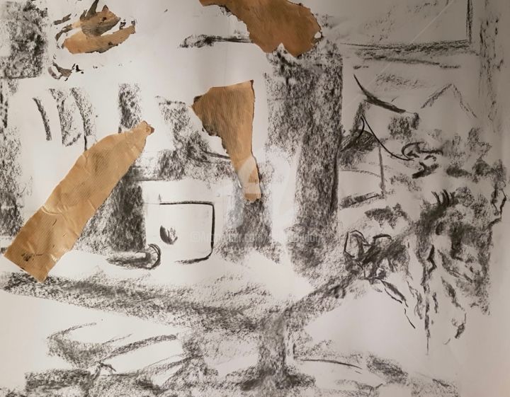 Рисунок под названием "nature morte" - Nelly Coudoux, Подлинное произведение искусства, Древесный уголь