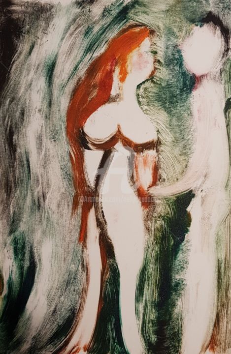 Pintura intitulada "Presque à deux" por Nelly Coudoux, Obras de arte originais, Tinta