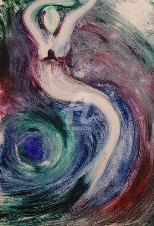 Painting titled "sirene" by Nelly Coudoux, Original Artwork, Ink