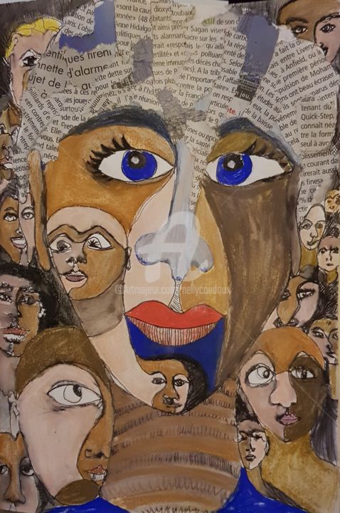 Collages titled "multiples" by Nelly Coudoux, Original Artwork, Collages