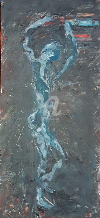 Painting titled "En mouvement" by Nelly Coudoux, Original Artwork, Gouache