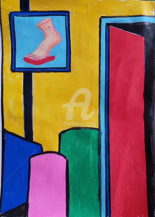 Painting titled "Le pied" by Nelly Coudoux, Original Artwork, Gouache