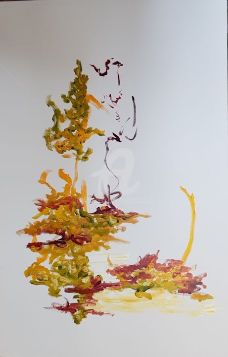 Peinture intitulée "florale" par Nelly Coudoux, Œuvre d'art originale, Huile