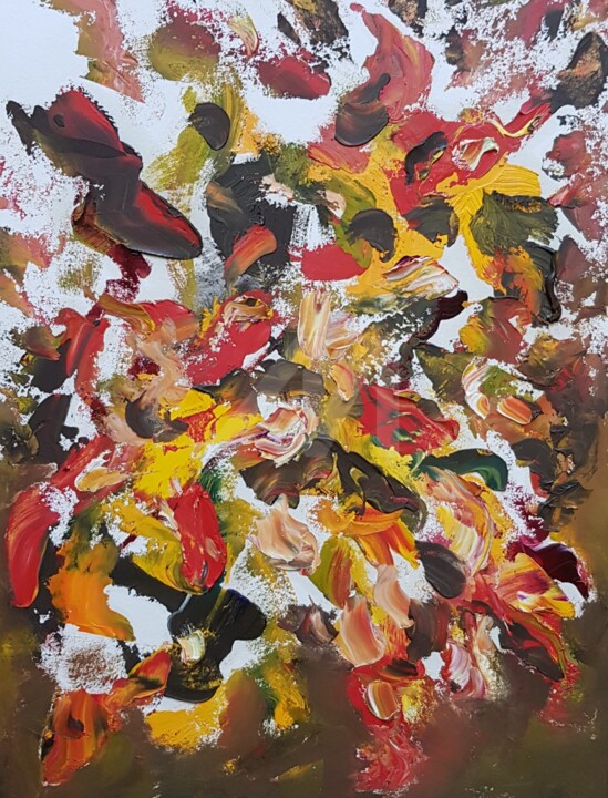 Painting titled "Bouquet" by Nelly Coudoux, Original Art, Oil