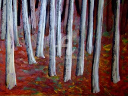 Painting titled "bois" by Nelly Coudoux, Original Artwork, Pastel