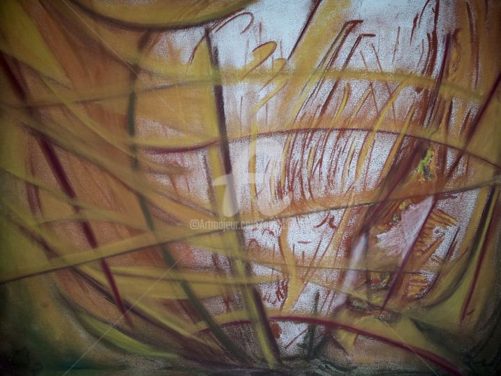 Pintura titulada "flammes" por Nelly Coudoux, Obra de arte original, Pastel