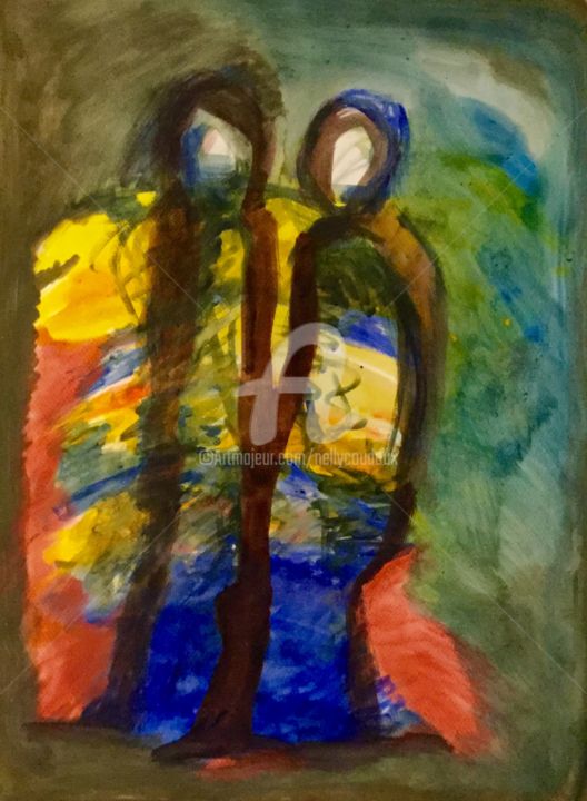 Malerei mit dem Titel "Ensembles" von Nelly Coudoux, Original-Kunstwerk, Acryl