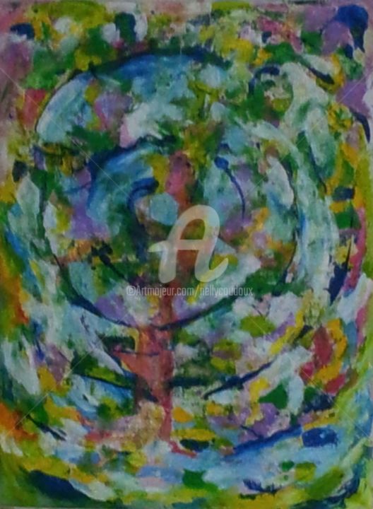Ζωγραφική με τίτλο "L arbre" από Nelly Coudoux, Αυθεντικά έργα τέχνης, Ακρυλικό
