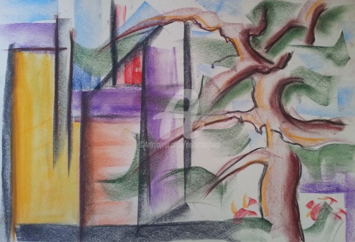 Peinture intitulée "Ma ville" par Nelly Coudoux, Œuvre d'art originale, Pastel