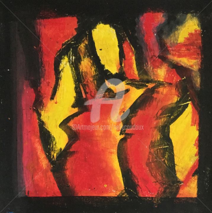 Peinture intitulée "Tout feu tout flamme" par Nelly Coudoux, Œuvre d'art originale, Pastel