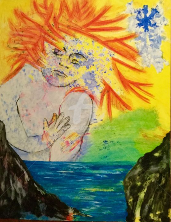 绘画 标题为“Bain de soleil” 由Nelly Coudoux, 原创艺术品, 水粉