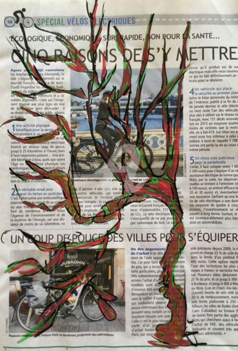 Schilderij getiteld "Balade en ville" door Nelly Coudoux, Origineel Kunstwerk, Gouache