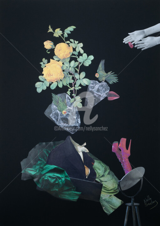 Collages intitulée "Féminité 5 : persua…" par Nelly Sanchez, Œuvre d'art originale, Collages