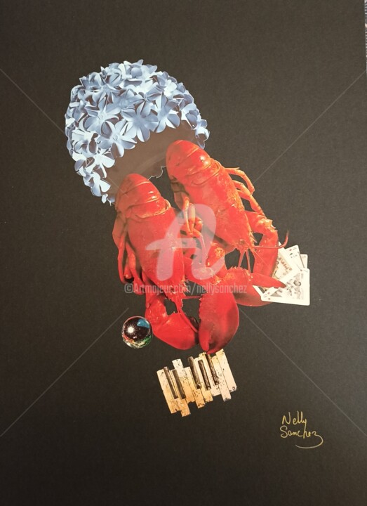 Collages titulada "Un week-end à la ca…" por Nelly Sanchez, Obra de arte original, Collages