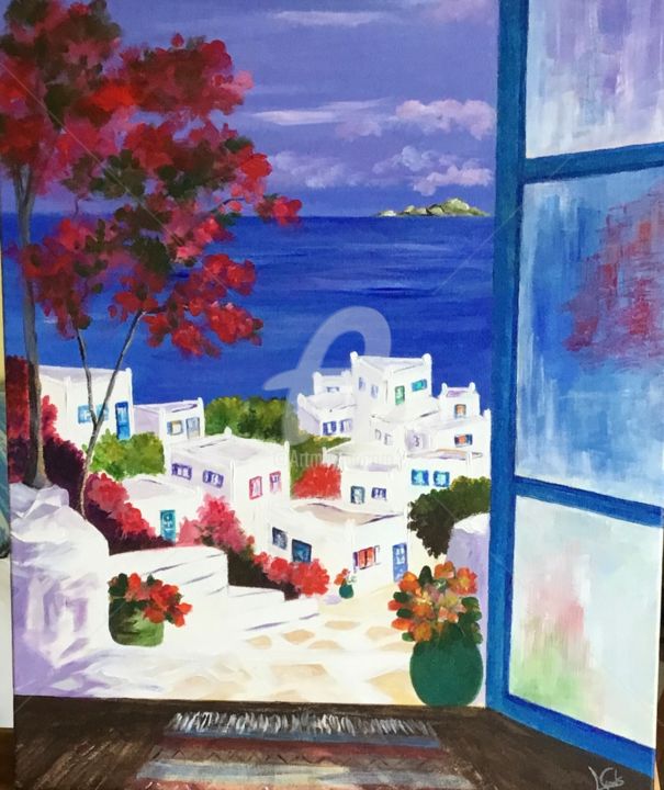 Painting titled "Crete" by Nelly Sandrin, Original Artwork, Acrylic