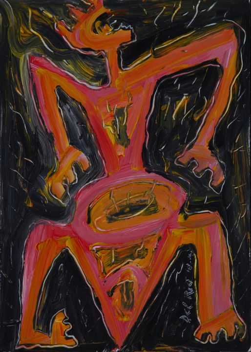 Pintura titulada "el-tamborilero-acri…" por Nelson Del Rio, Obra de arte original, Oleo