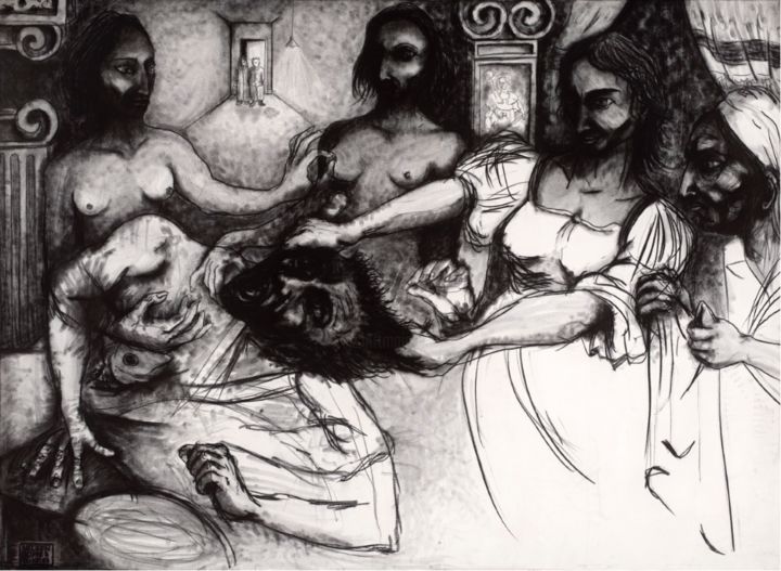 Painting titled "Il était une fois n…" by Nelson Gomes Teixeira, Original Artwork, Charcoal