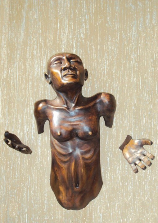 Skulptur mit dem Titel "a-prisao-da-express…" von Nelson Moratto, Original-Kunstwerk, Holz