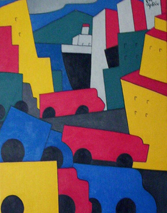 Peinture intitulée "Paisaje urbano III.…" par Nelson San Julián, Œuvre d'art originale, Huile