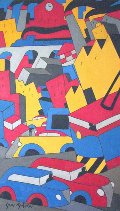Peinture intitulée "Paisaje urbano VI.j…" par Nelson San Julián, Œuvre d'art originale, Huile