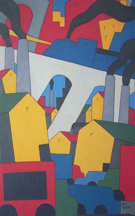 Peinture intitulée "Paisaje urbano VIII…" par Nelson San Julián, Œuvre d'art originale, Huile