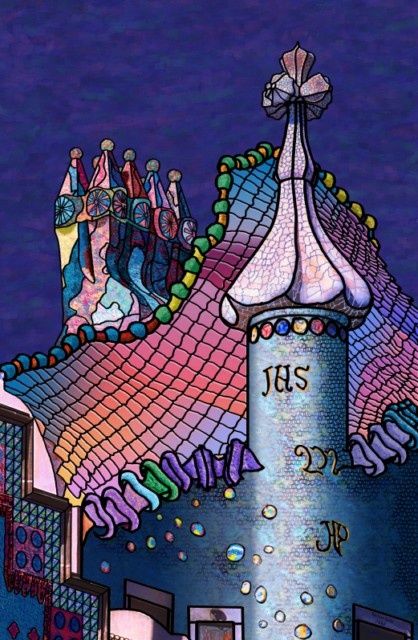 Arte digital titulada "Casa Batlló, Barcel…" por Nelson Souto, Obra de arte original, Pintura Digital