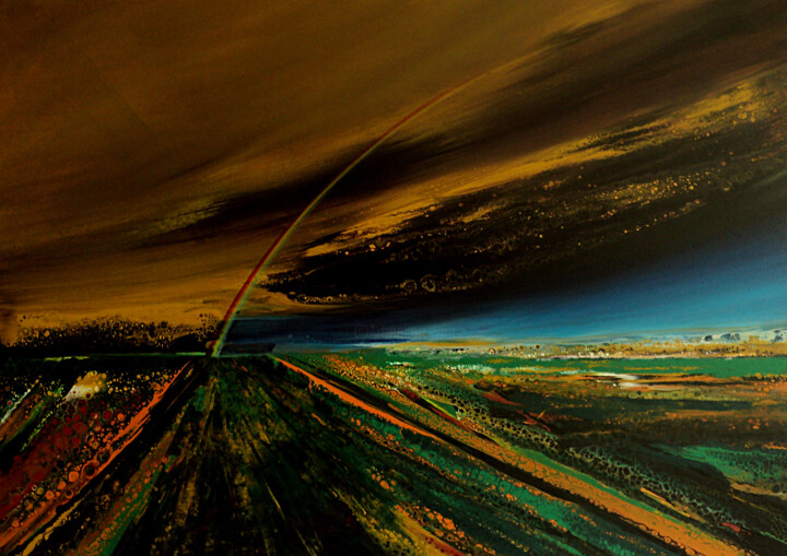 Malerei mit dem Titel "THE  RAINBOW" von Nelu Gradeanu, Original-Kunstwerk, Acryl